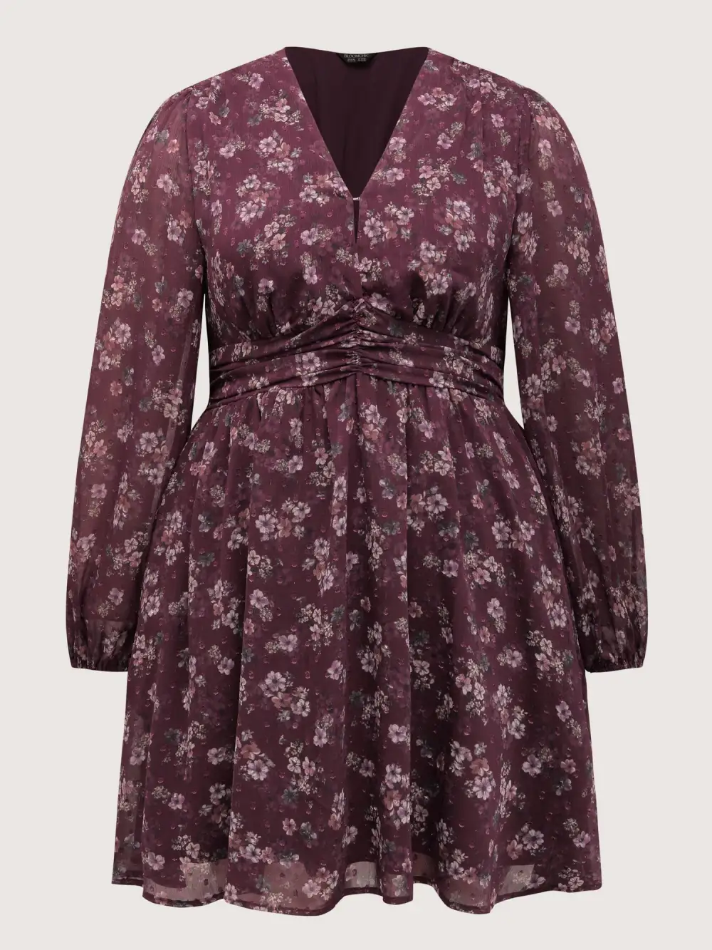 Floral Print Pleated Waist Mini Dress