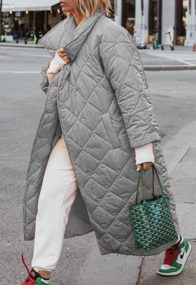 Neon Orange Long Diamond Pattern Coat