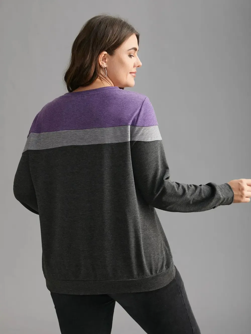 Colorblock Contrast Round Neck Sweatshirt