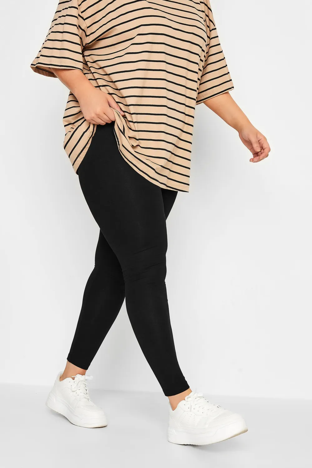 YOURS FOR GOOD 2 PACK Curve Black Cotton Stretch Leggings