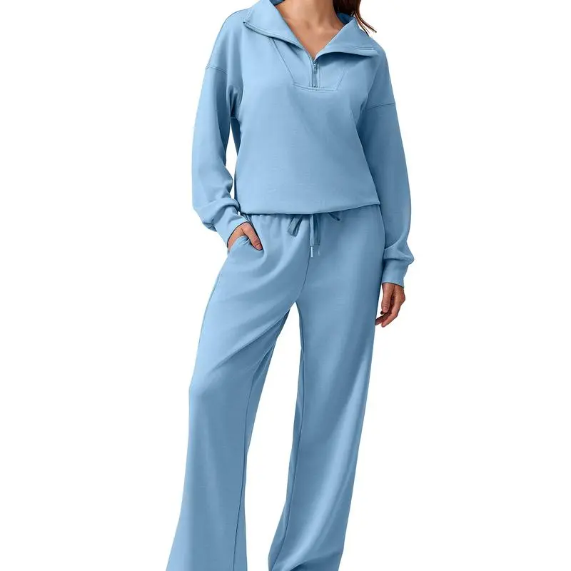 Women’s 2-Piece Sweatsuit – Half-Zip Pullover & Joggers