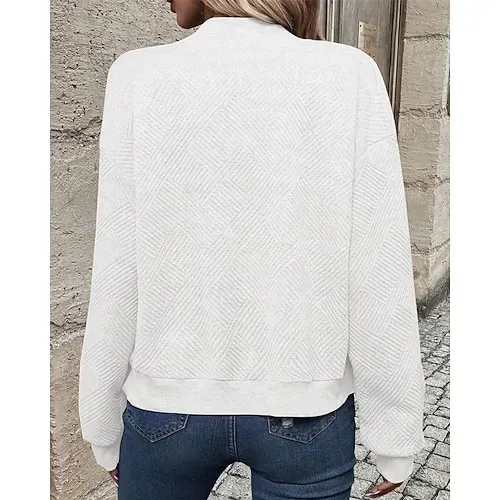 Women's Texture Sweatshirt Waffle Sweatshirt  Pullover Hoodie Sweatshirt Plain Streetwear Casual Long Sleeve Hooded Regular Tops Street Holiday Going out Buttons Black White Pink Wine Fall Winter