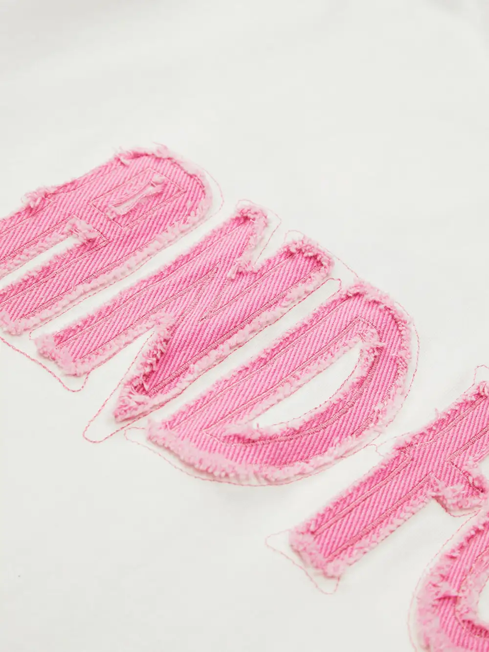 Pink Letter Applique Street Rap T-shirt - 2145