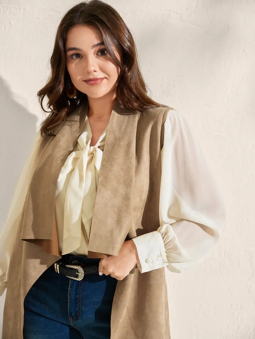 Suede Adjustable Waist Belt Vest