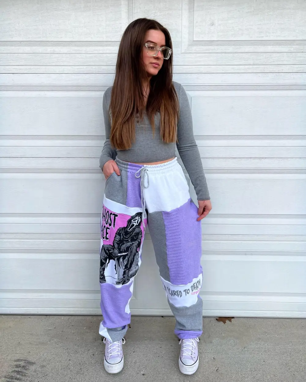 Purple sweatpants how perfect and cozy piece for your Halloween day