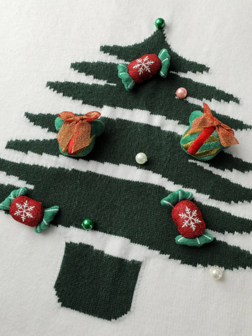 Christmas Tree Pattern Jacquard Stripe Pullover