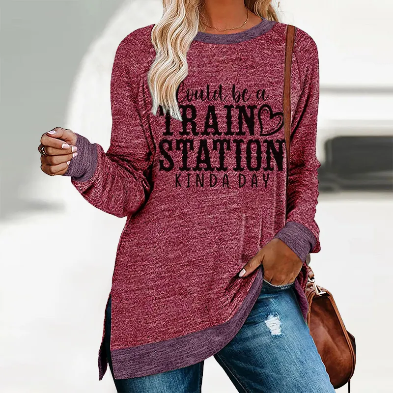 Womens Crewneck Sweatshirts Pullovers Color Block Long Sleeve Sweatershirt Tunic Tops, Dark Grey, Large