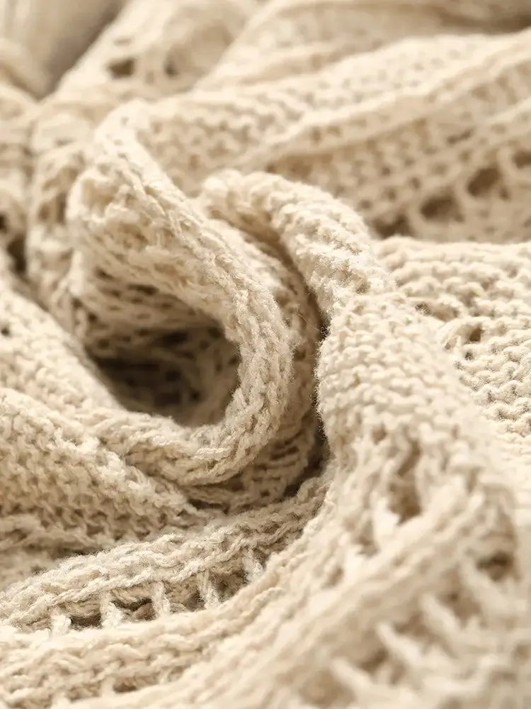 Hollow Out Bell Sleeve Tie Front Cardigan