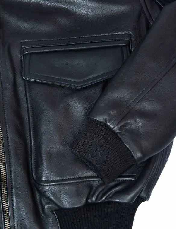 (NEW ARRIVALS) A-2 FLIGHT LEATHER JACKET WITH LINER BLACK