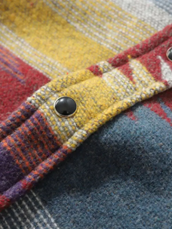 Men's retro ethnic style blend wool shirt jacket