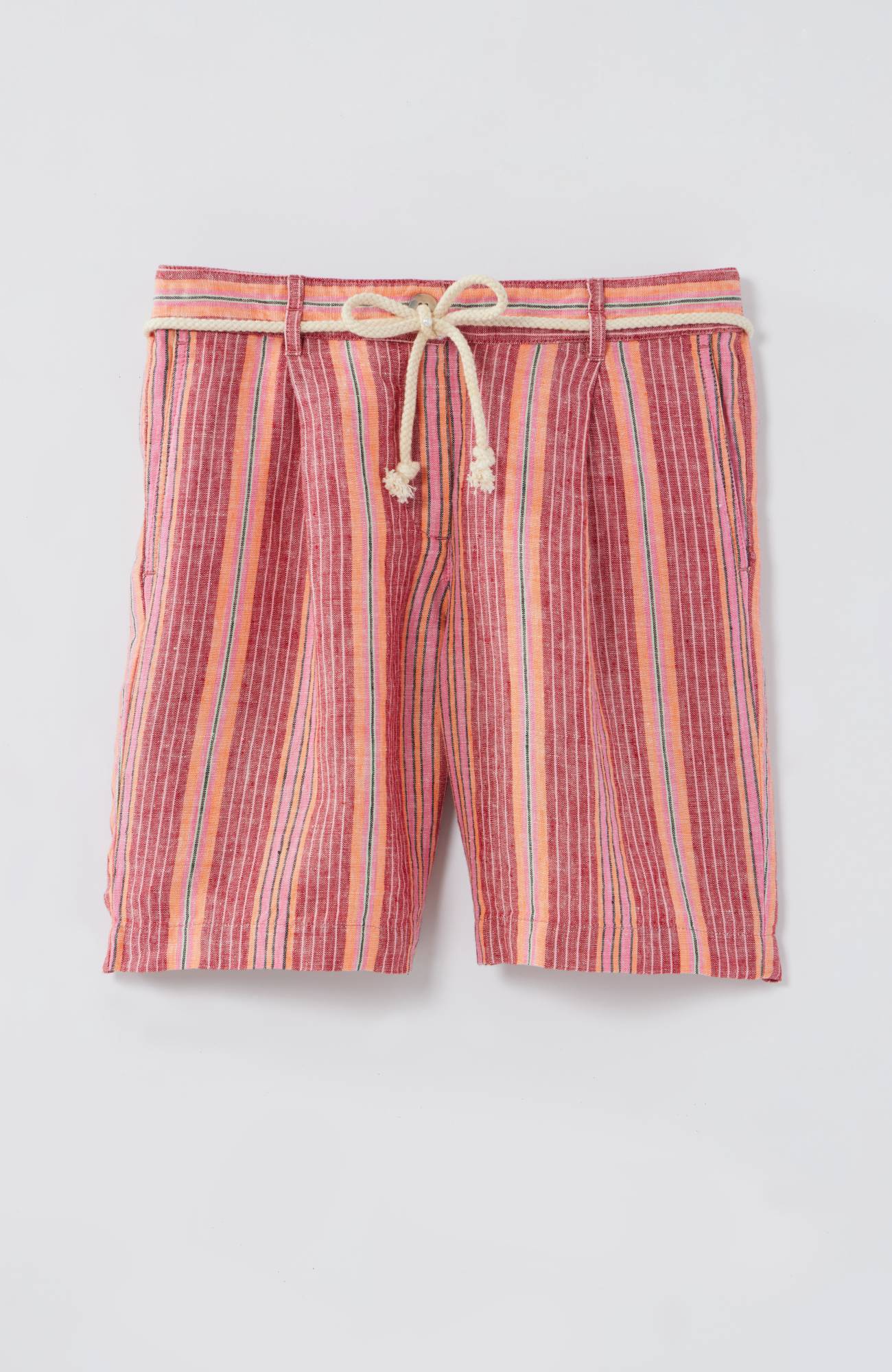 pleated shorts with rope belt