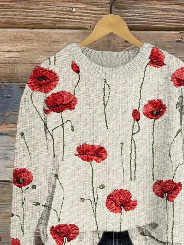 Casual Floral Regular Fit Sweater