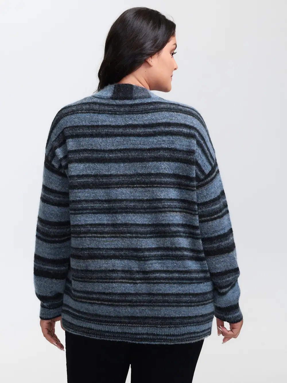 Wool Blend Curvy Hem Knit Cardigan