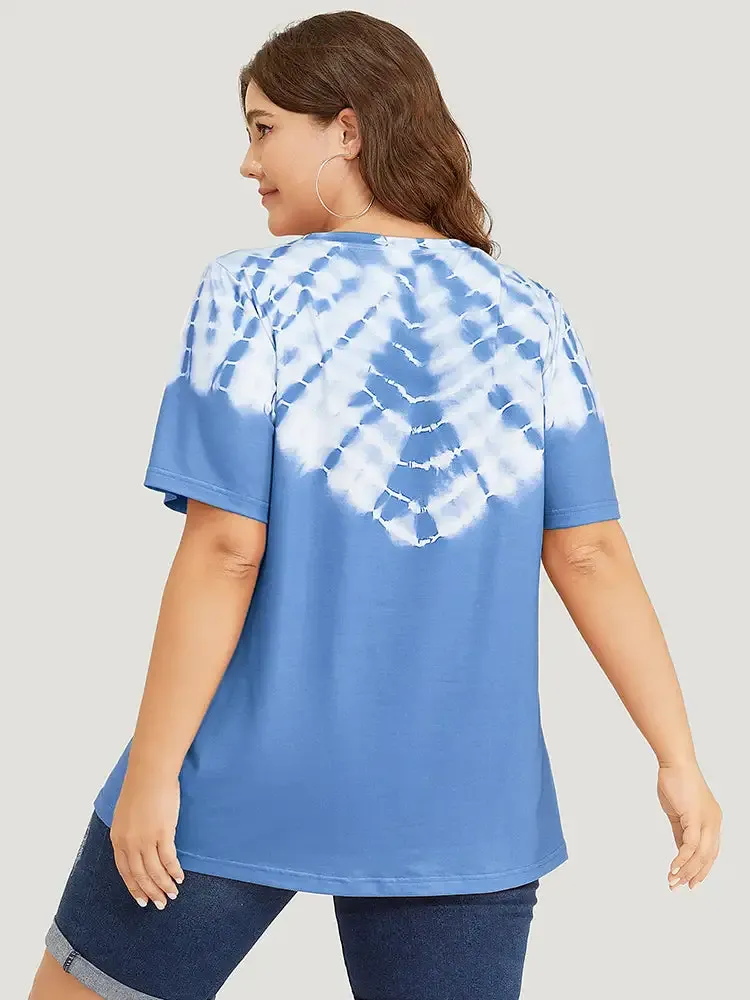 Tie Dye Short Sleeve V Neck T-shirt