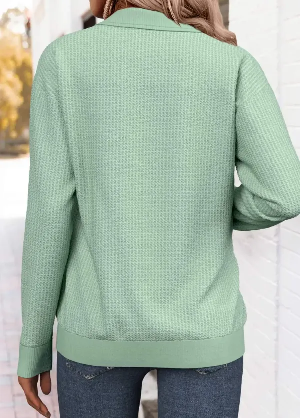 Sage Green Tummy Coverage Striped Long Sleeve Sweatshirt