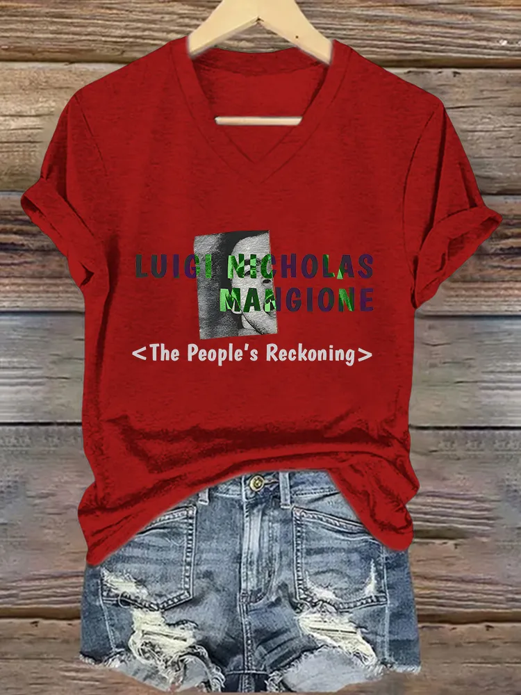 Women's The People'S Reckoning Short Sleeves V-Neck Pure Cotton T-Shirt