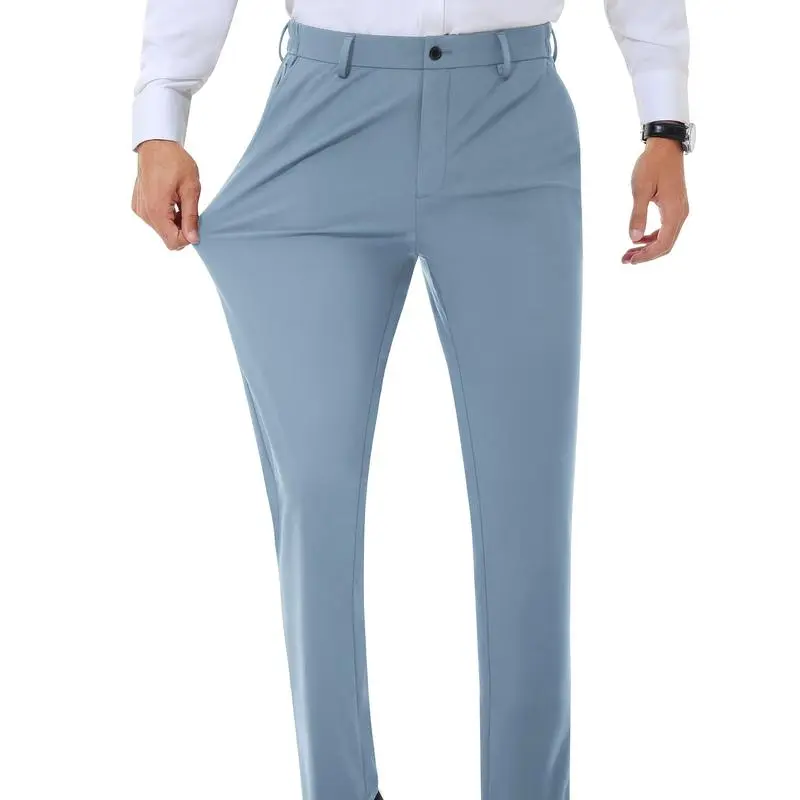 Men's Stretch Dress Pants No Iron Golf Pants Expandable Waist Flat Front Business Casual Pants