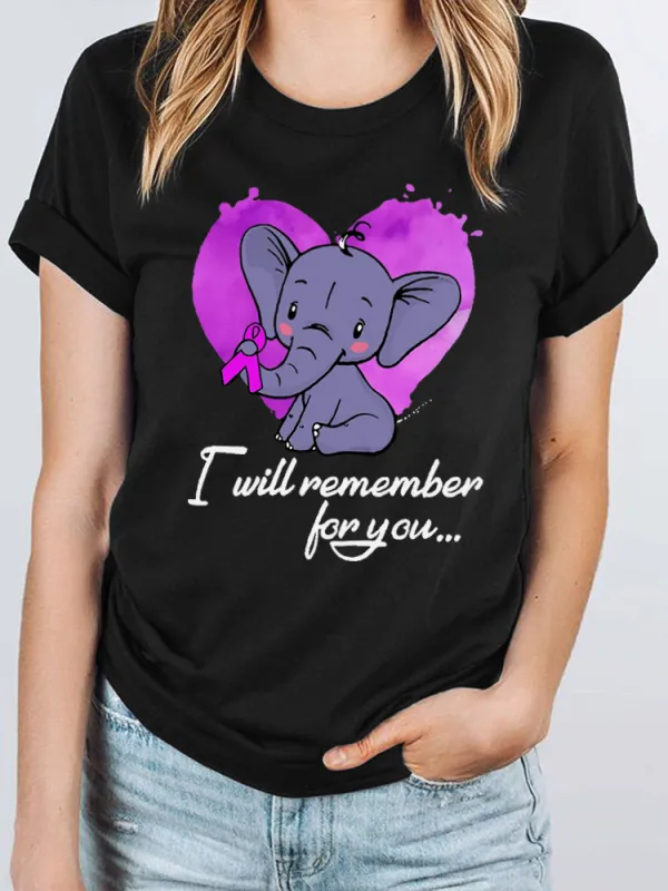 I Will Remember For You Purple Elephant Alzheimers Awareness Alzheimers T Shirt