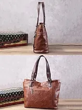 Premium Brown Faux Leather Handbag for Women – Versatile Messenger Bag with Adjustable Strap for Work and Casual Use