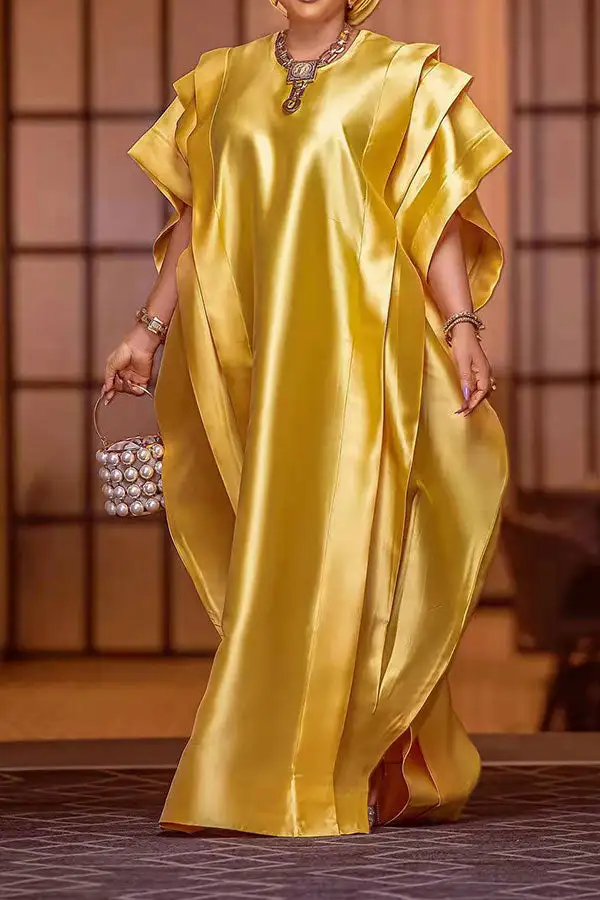  Pleated Dramatic Side Split Maxi Dress