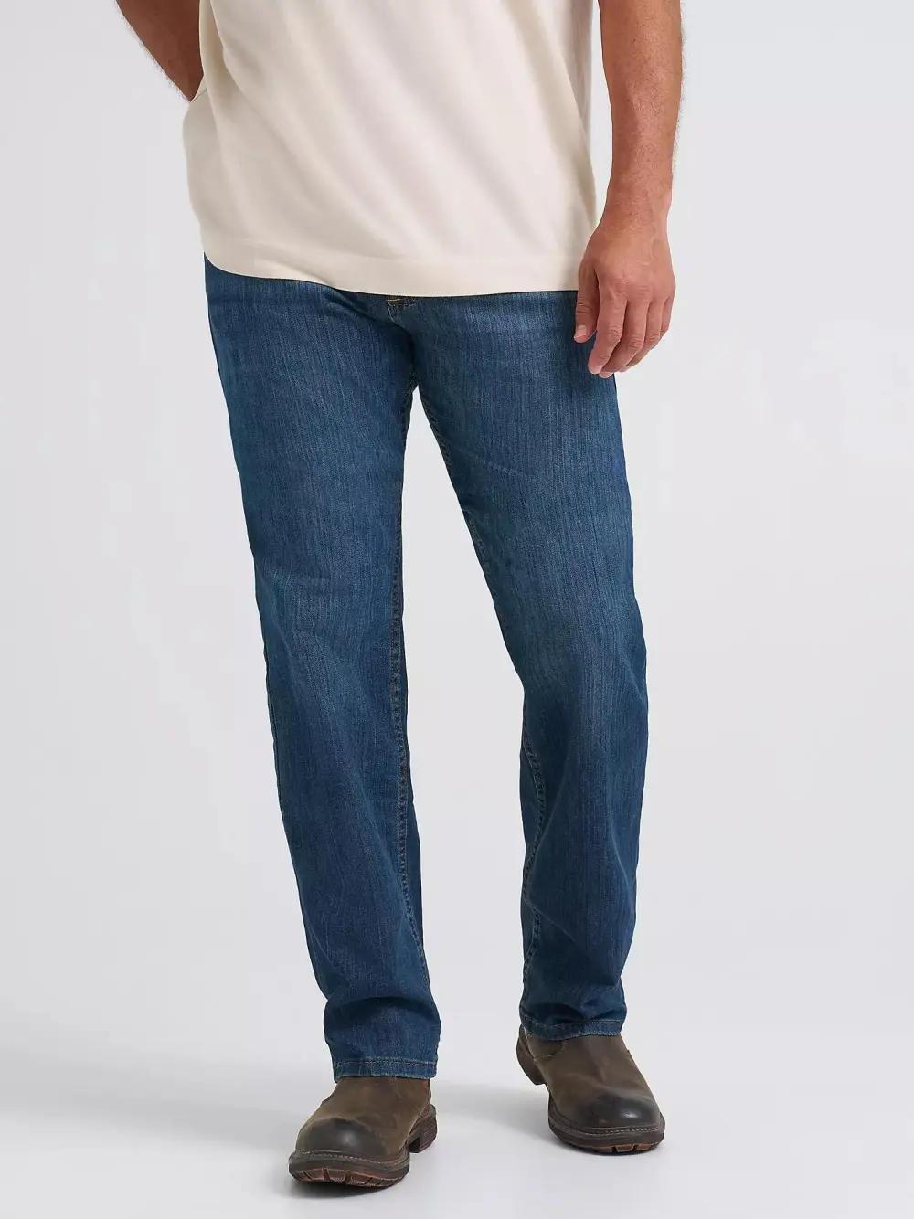 WRANGLER FIVE STAR PREMIUM DENIM FLEX FOR COMFORT REGULAR FIT JEAN IN DARK STONEWASH