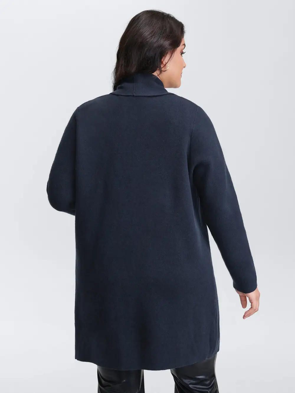 Supersoft Folded Collar Pockets Open-Front Knit Cardigan