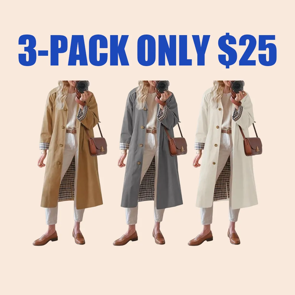 Womens Long Trench Coat Single Breasted Oversized Windproof Overcoat Fashion Outerwear