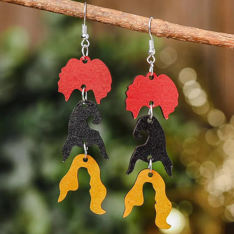 Halloween Witches Wooden Earrings