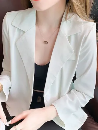 Plain Long Sleeve Casual Lapel Collar Blazer