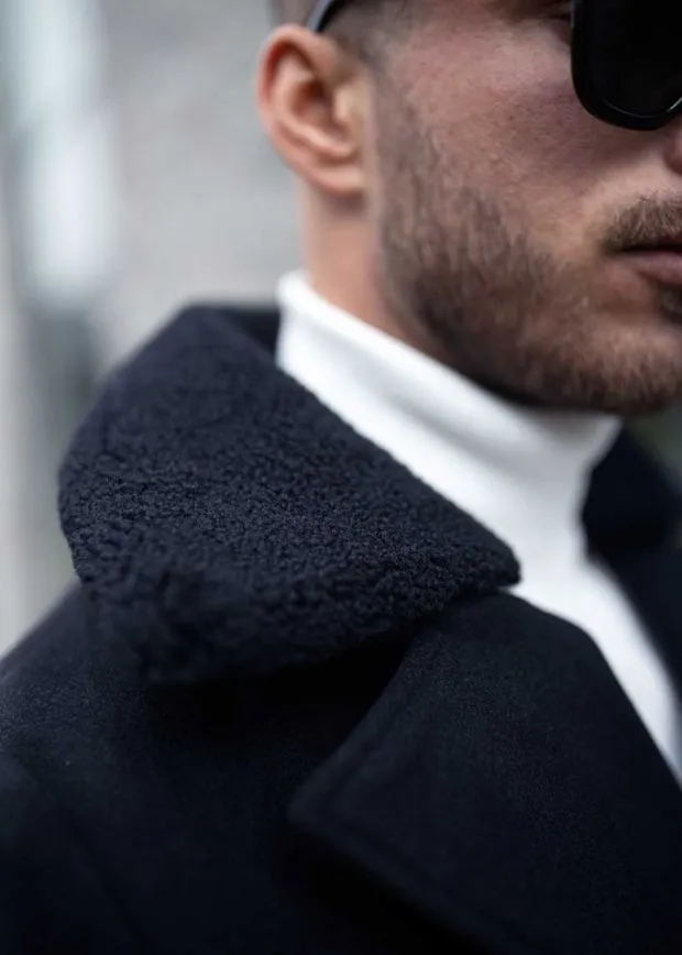 Bonucci Leather Coat Short Black