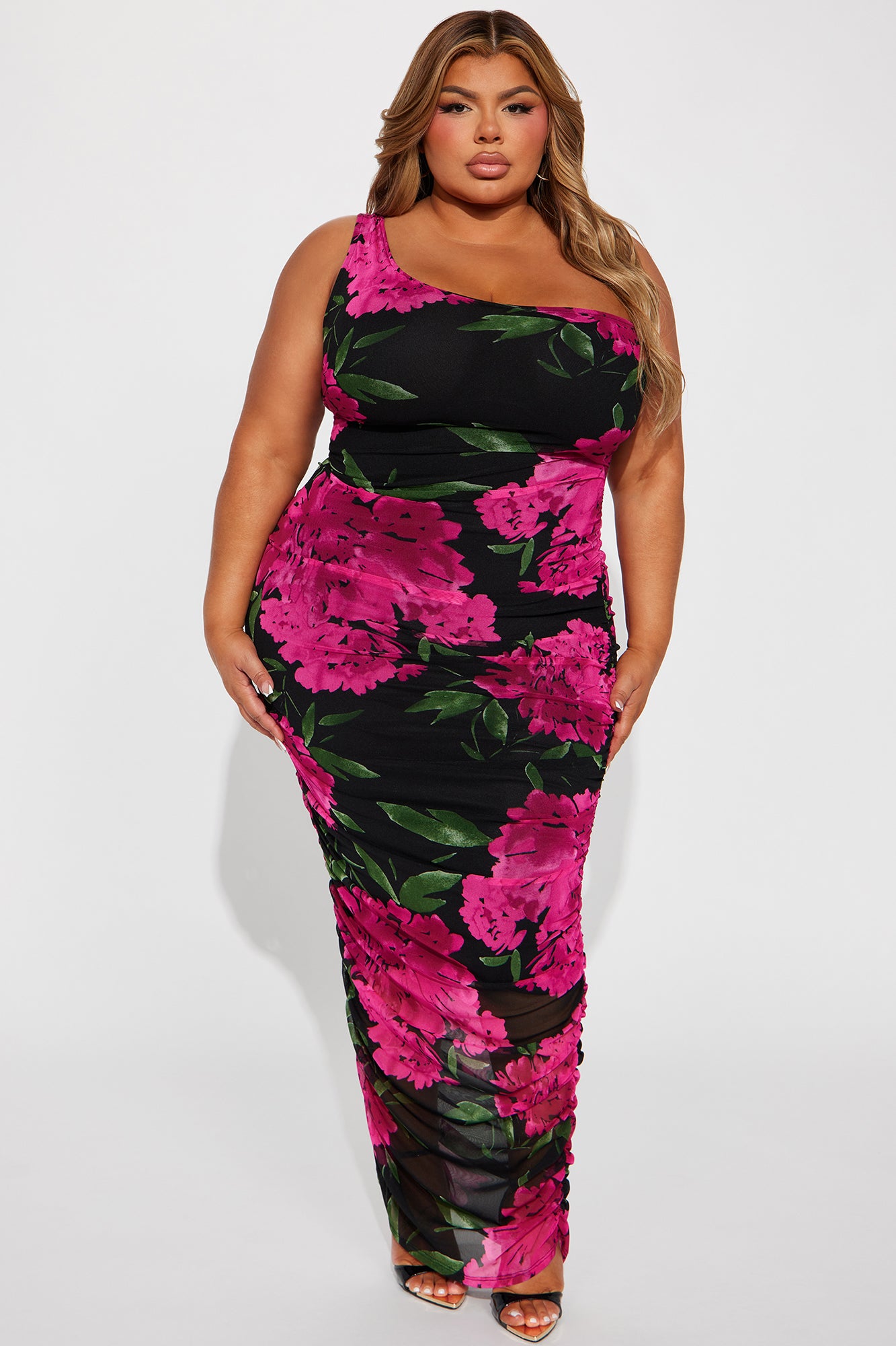 Dark Romance Midi Dress - Black/Pink