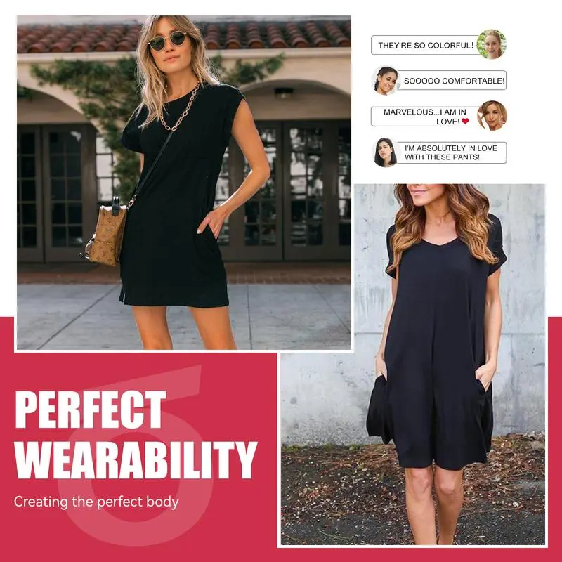 Women's Casual T-Shirt Dress with Pockets – Short Sleeve, Relaxed Fit