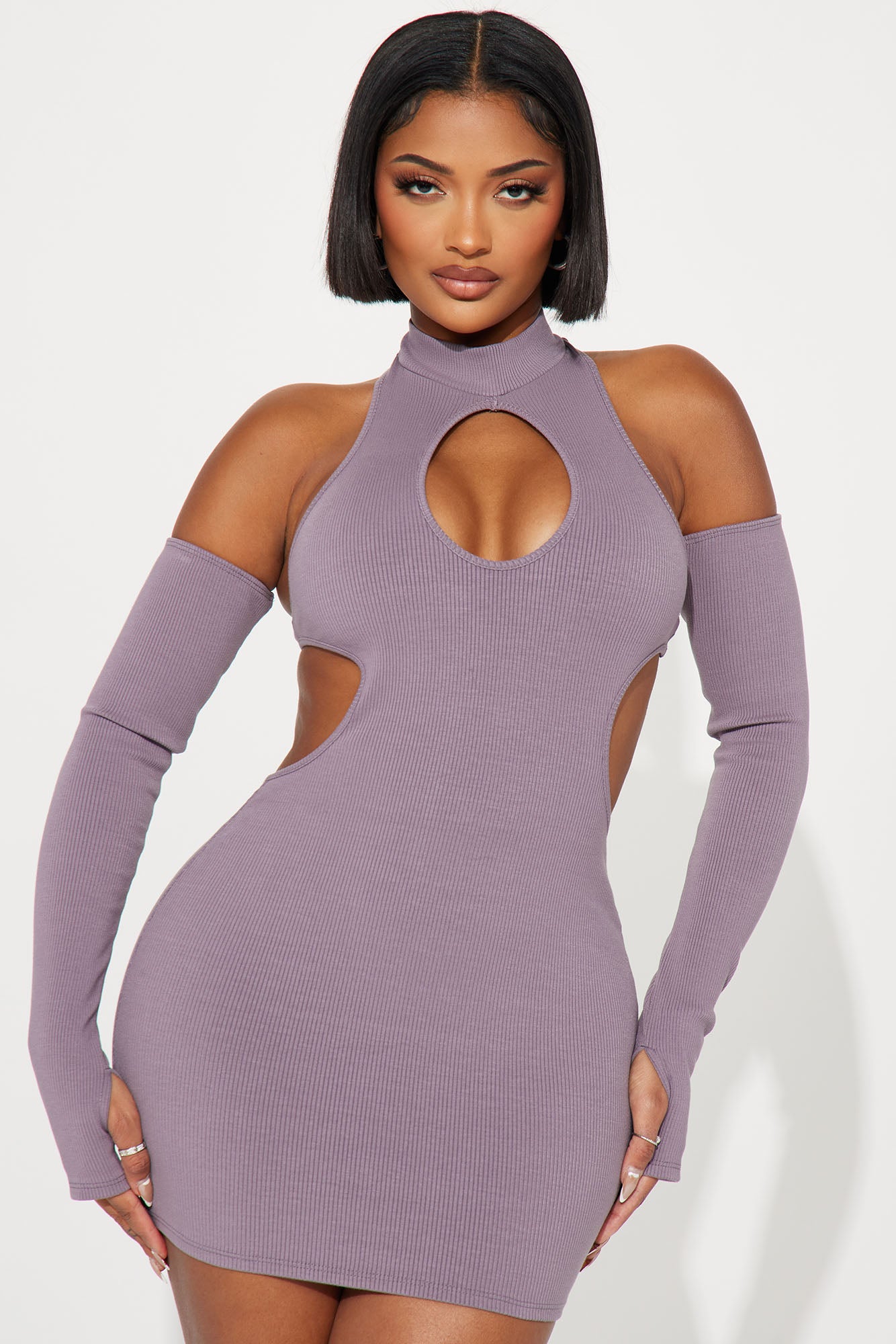 Nia Snatched Mini Dress - Bark Brown