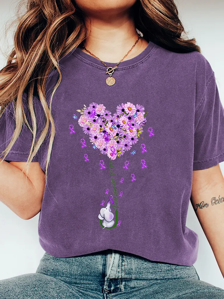 Women's I Will Remember For You Purple Ribbon Alzheimer Elephant Premium T-Shirt