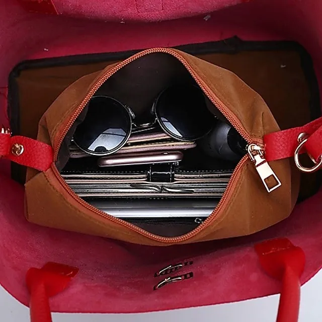 Women's Handbag Crossbody Bag Shoulder Bag PU Leather Office Daily Chain Solid Color Black Pink Red