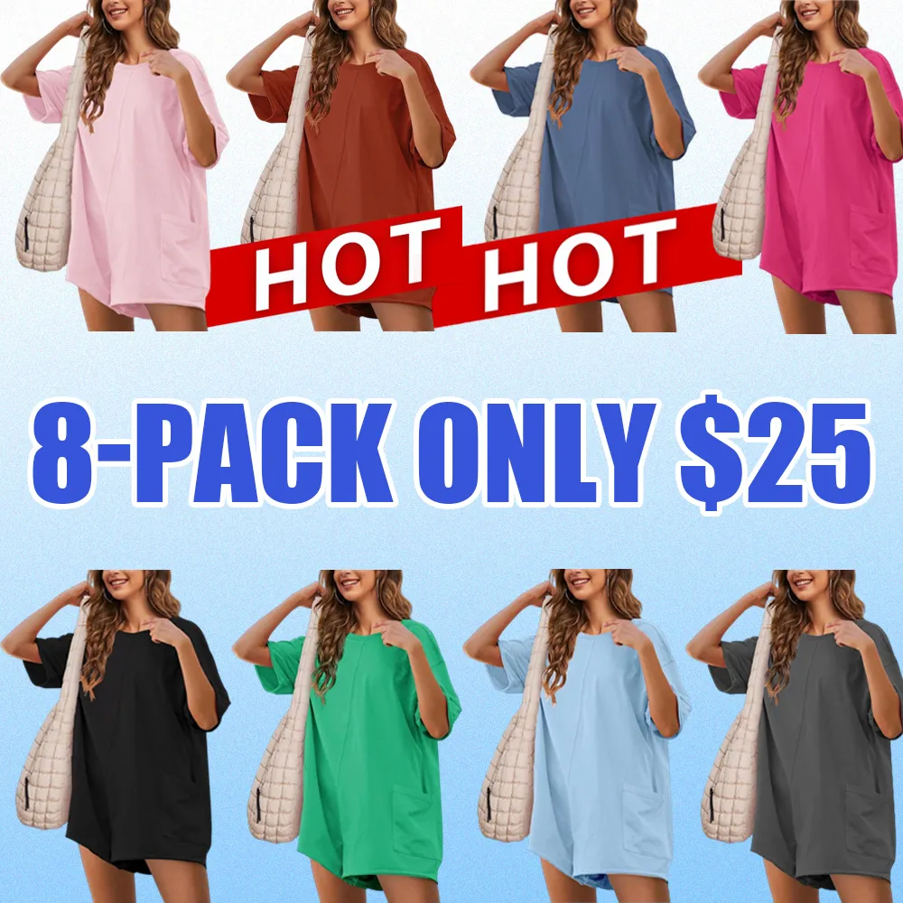 Women's Casual Oversized Short Sleeve Romper – Reversible Athletic Jumpsuit for Workouts & Daily Wear