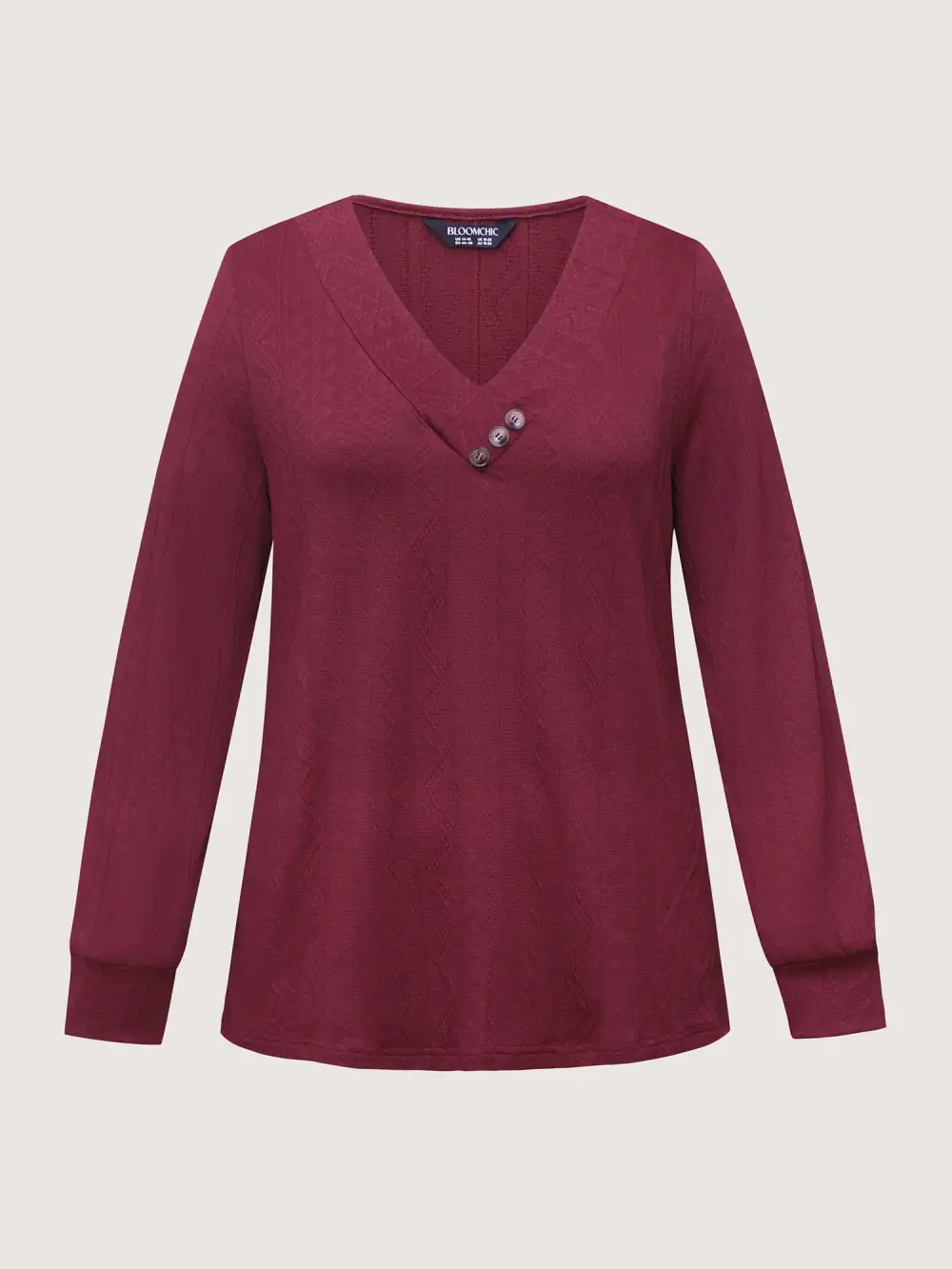 Textured Stretchy Buttons T-Shirt