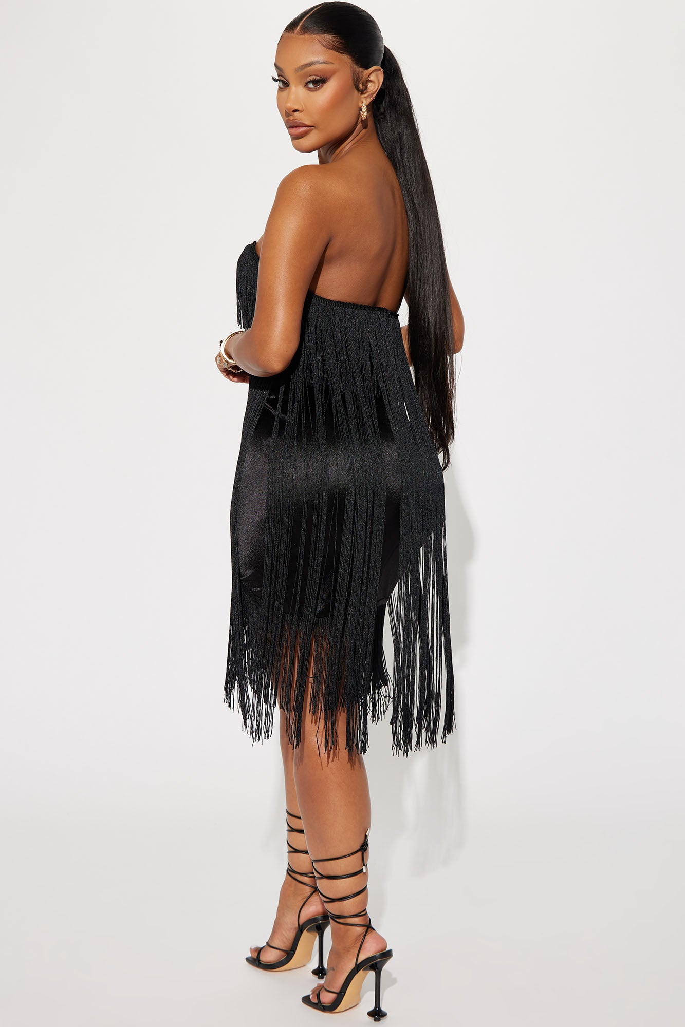 Farrah Fringe Mini Dress - Black