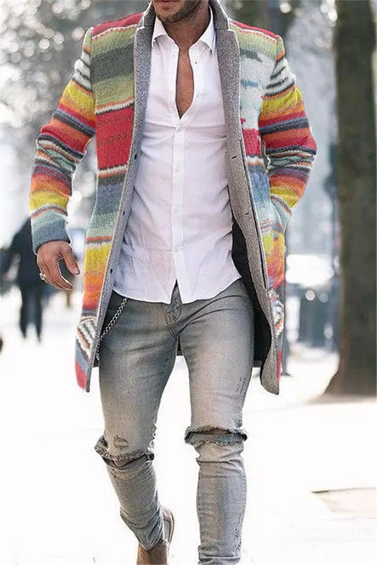 Fashion Business Rainbow Print Coat