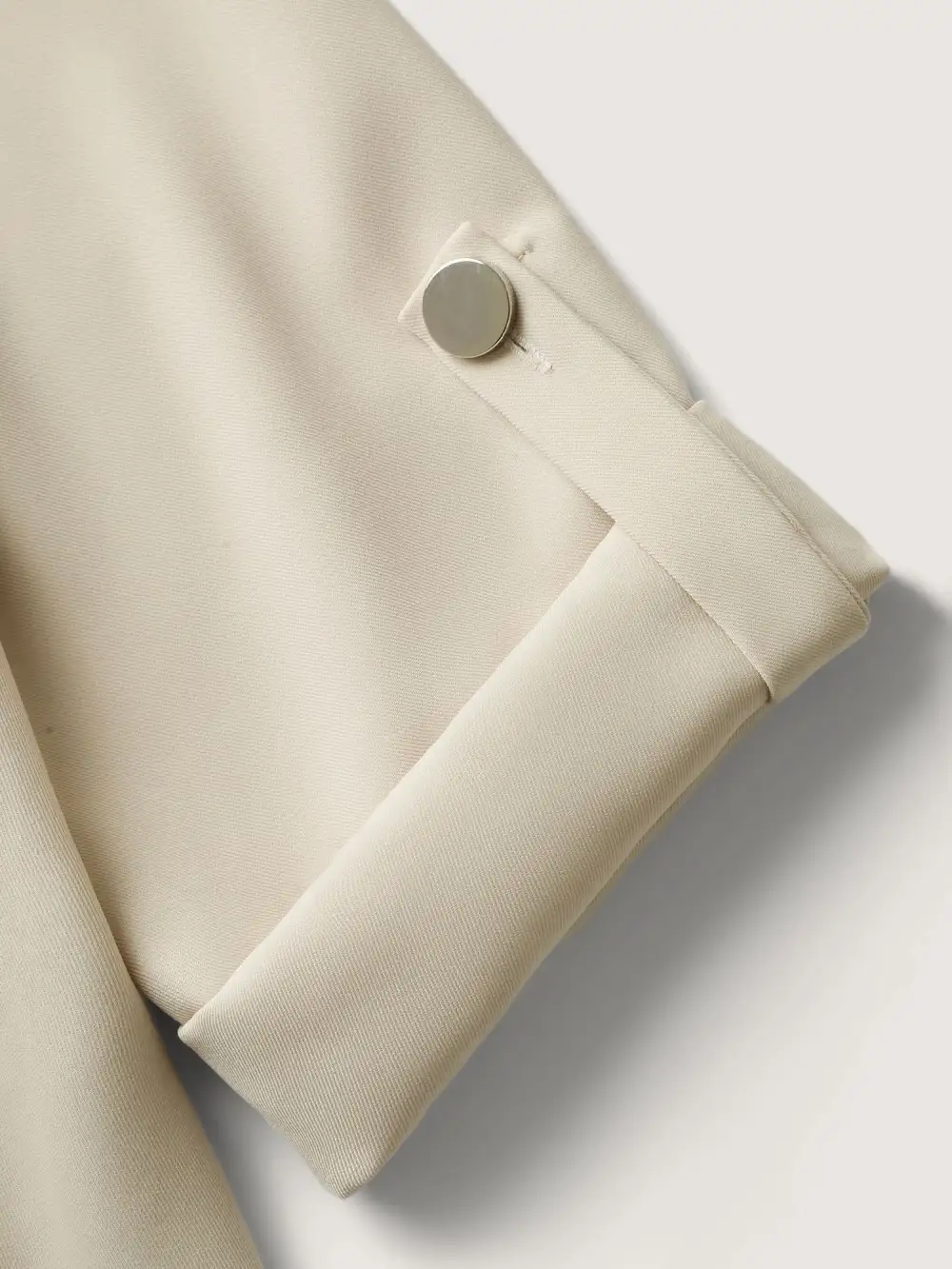 Tab Sleeve Open-Front Folded Hem Jacket