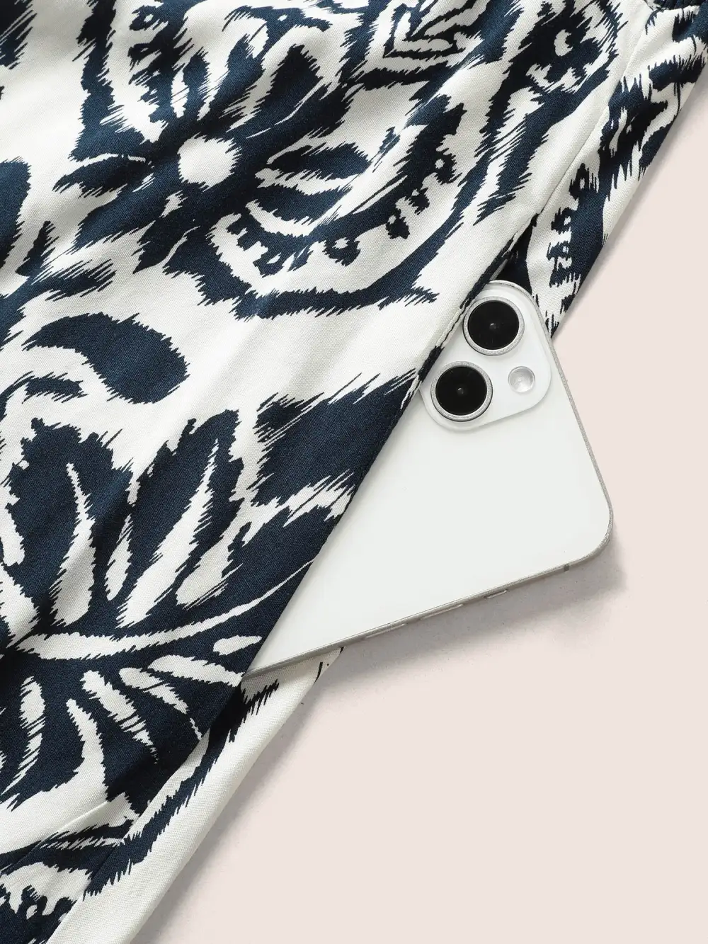 Boho Print Mock Neck Shirred Ruffle Cap Sleeve Dress