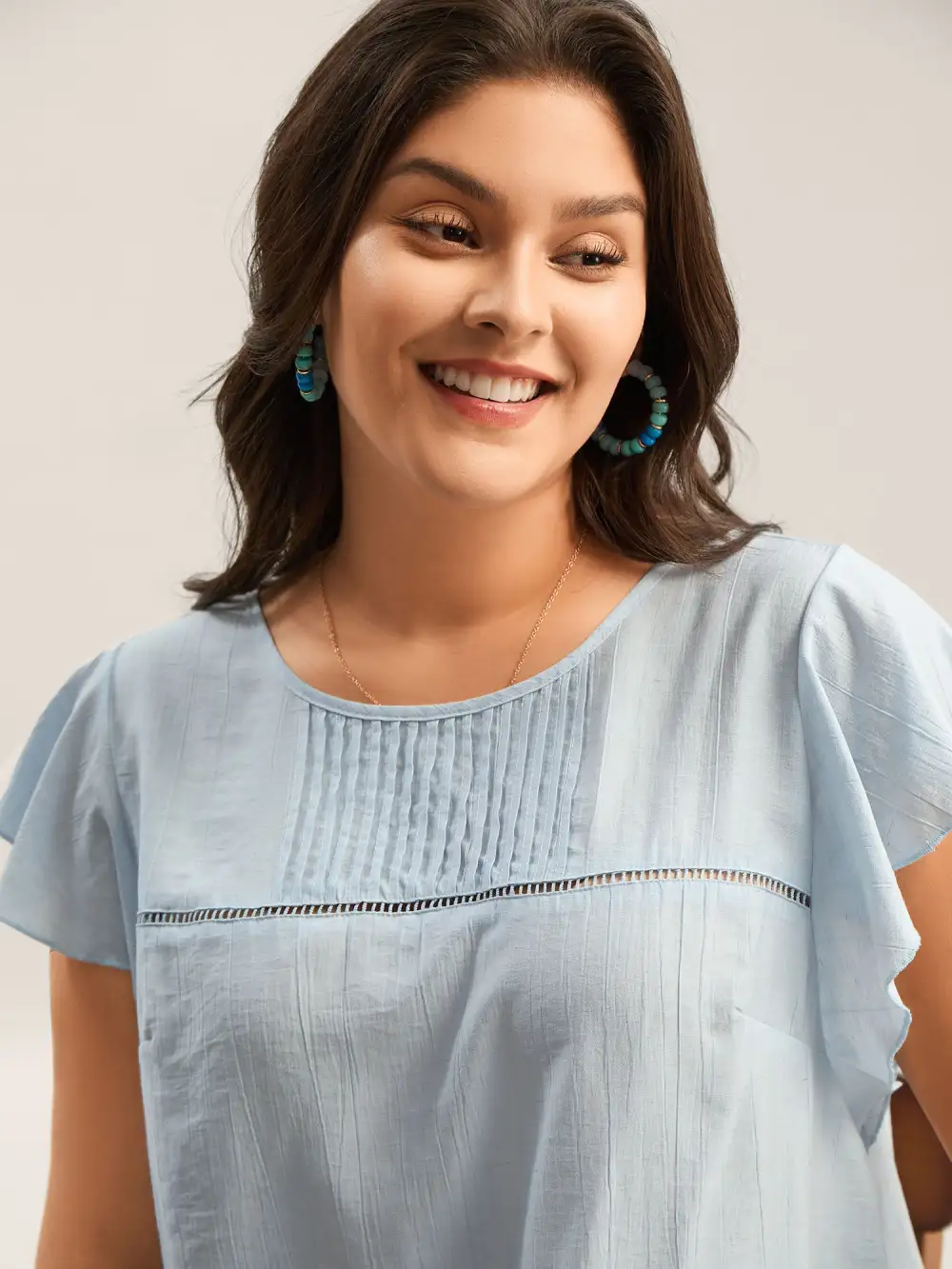 Supersoft Cotton Linen Blend Ruffled Blouse