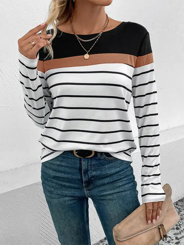 New Women's Striped Long Sleeve Sweater