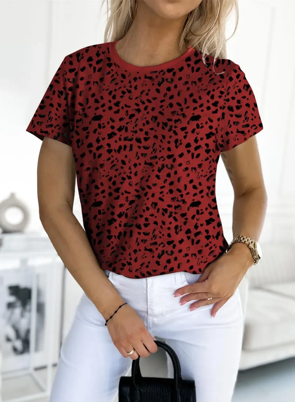 ✨Women's Polka Dot Print Short Sleeve T-Shirt