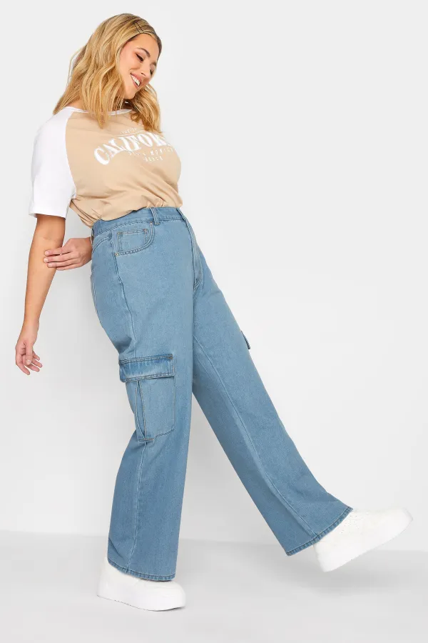 YOURS Curve Stone Brown Cargo Jeans