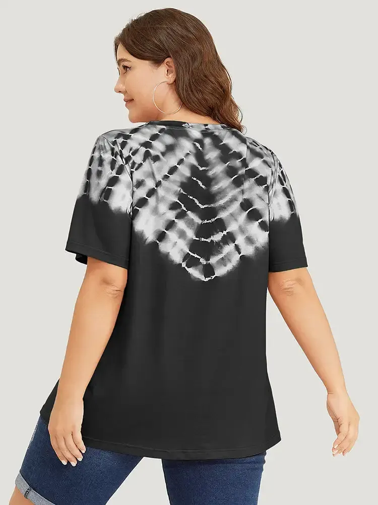 Tie Dye Short Sleeve V Neck T-shirt