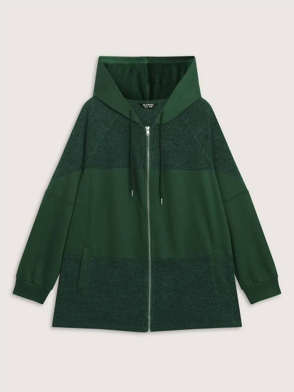 Color Contrast Textured Zipper Jacket