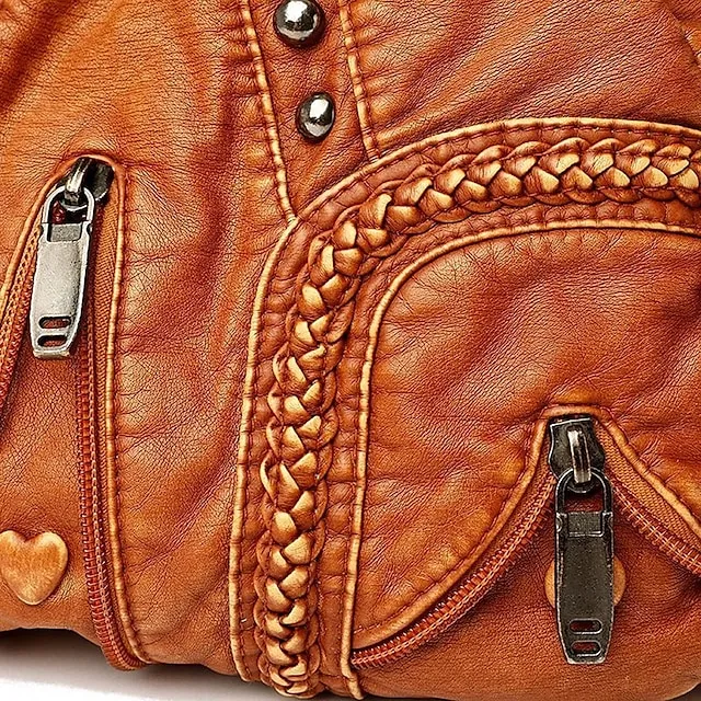 Women's Shoulder Bag Waterproof Shoulder Strap Tote PU Leather Daily Date Rivet Solid Color Black Brown