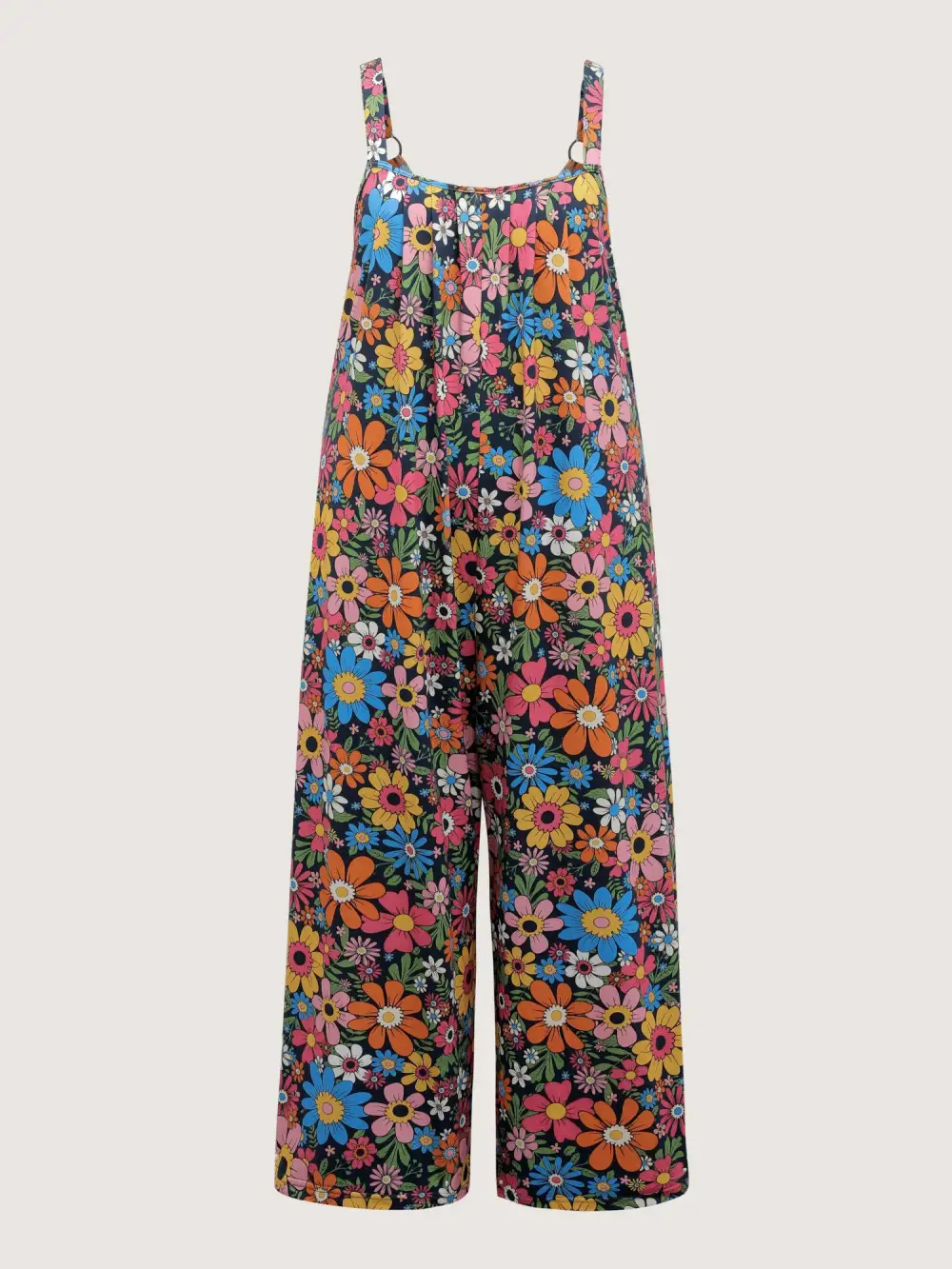 Colorful Floral Pockets Knit Loungewear Jumpsuit