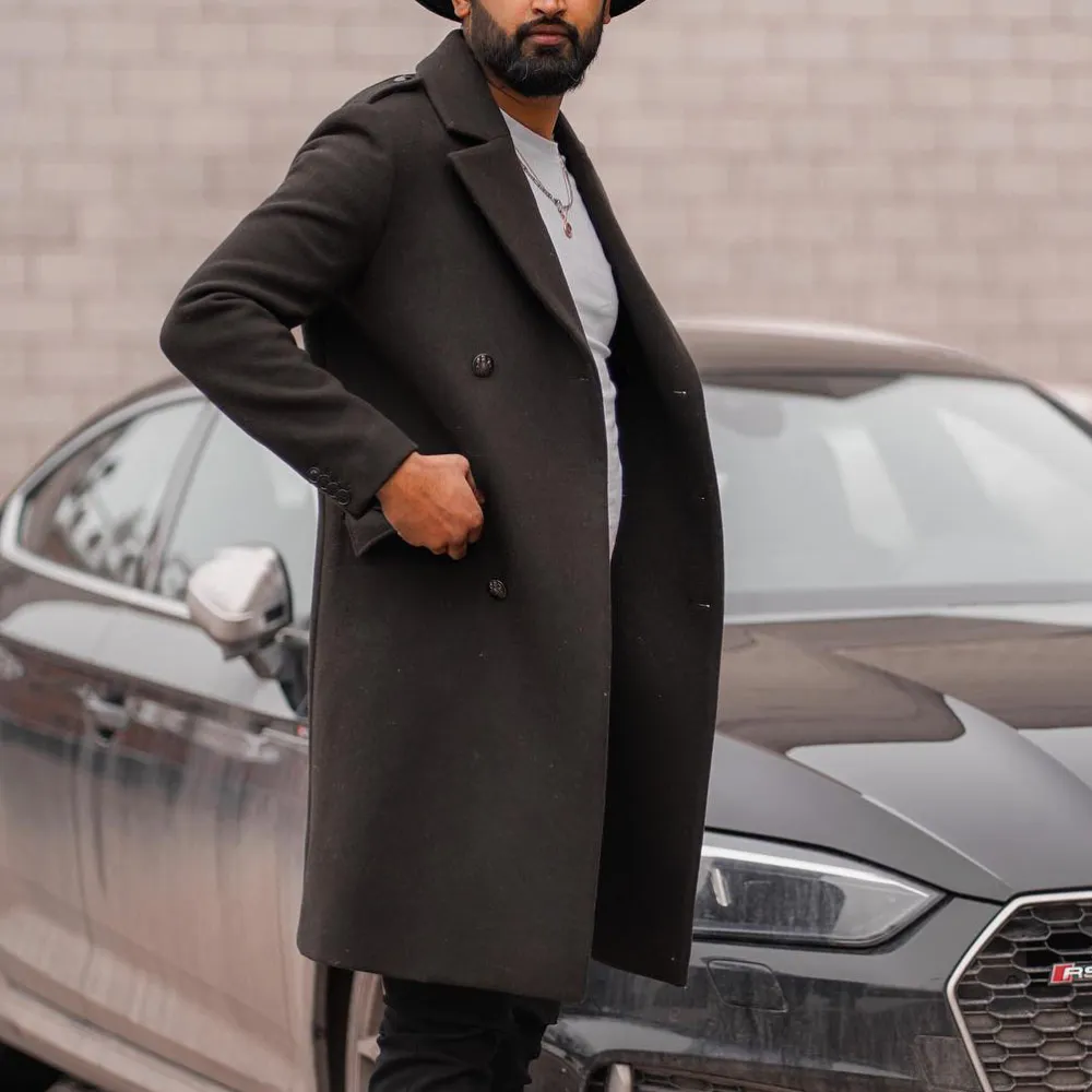 Street Shot Single-breasted Woolen Coat